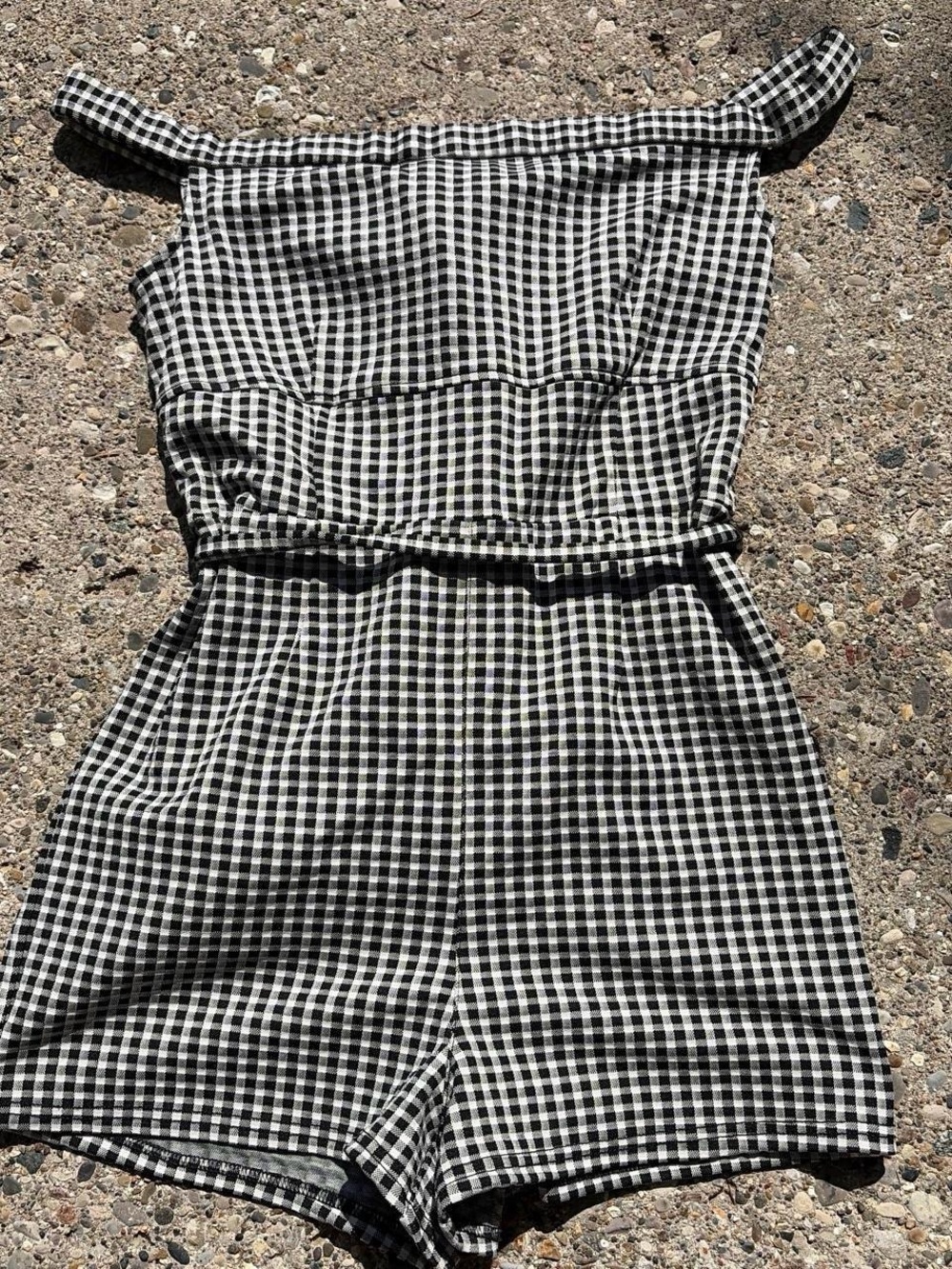 Anthropologie Black and White Gingham Romper